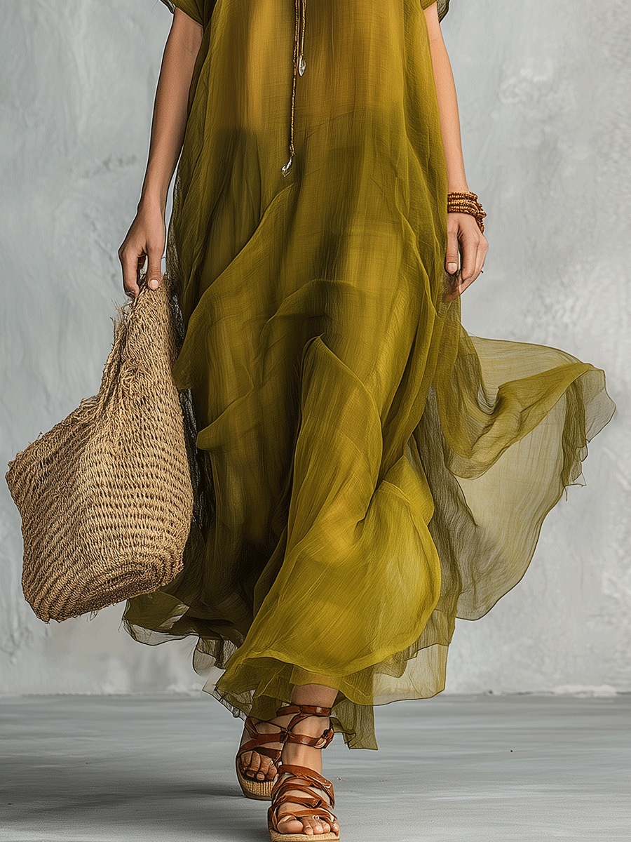 IVY | Olive Green Bohemian Maxi Dress