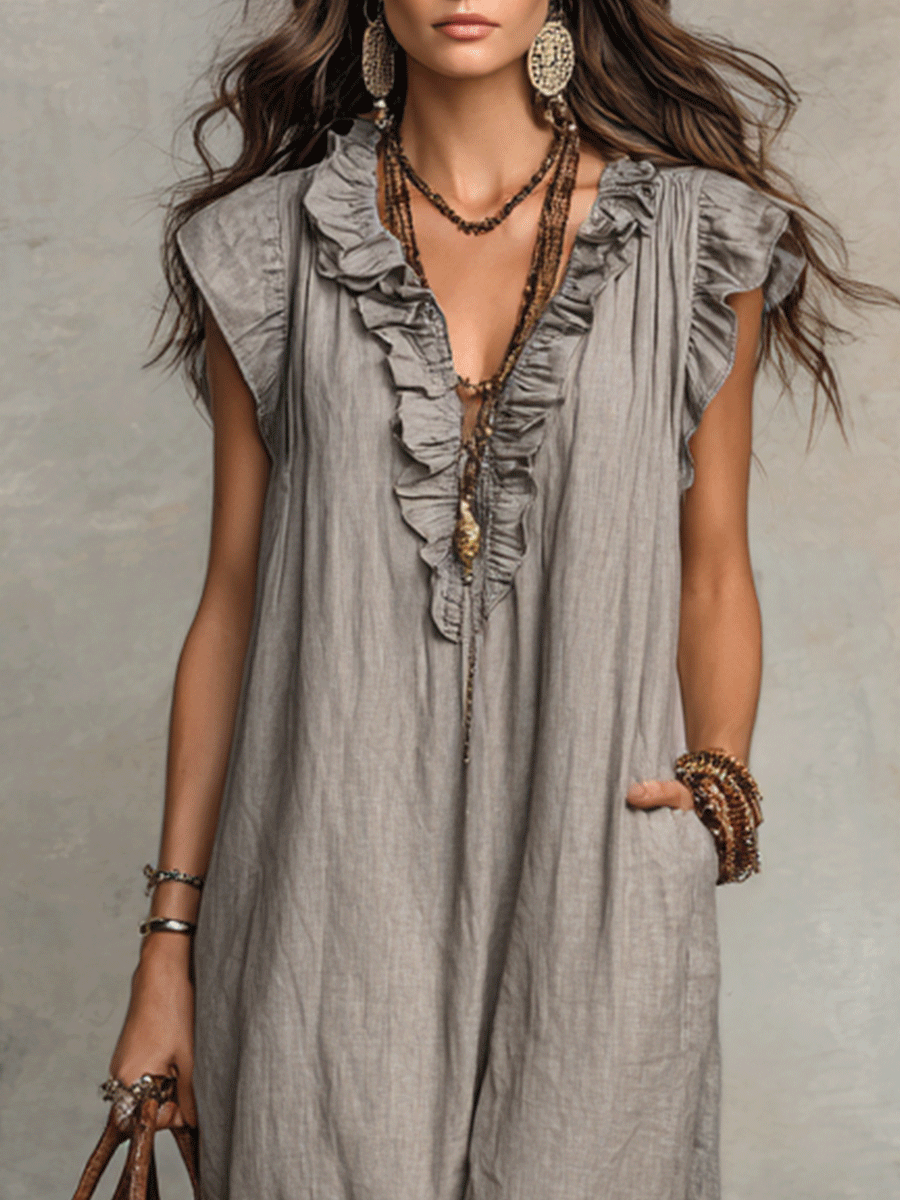 MARGOT | Bohemian Sleeveless V-neck Flowing Maxi Dress