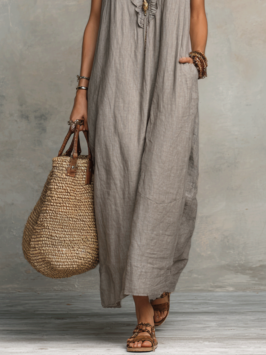 MARGOT | Bohemian Sleeveless V-neck Flowing Maxi Dress