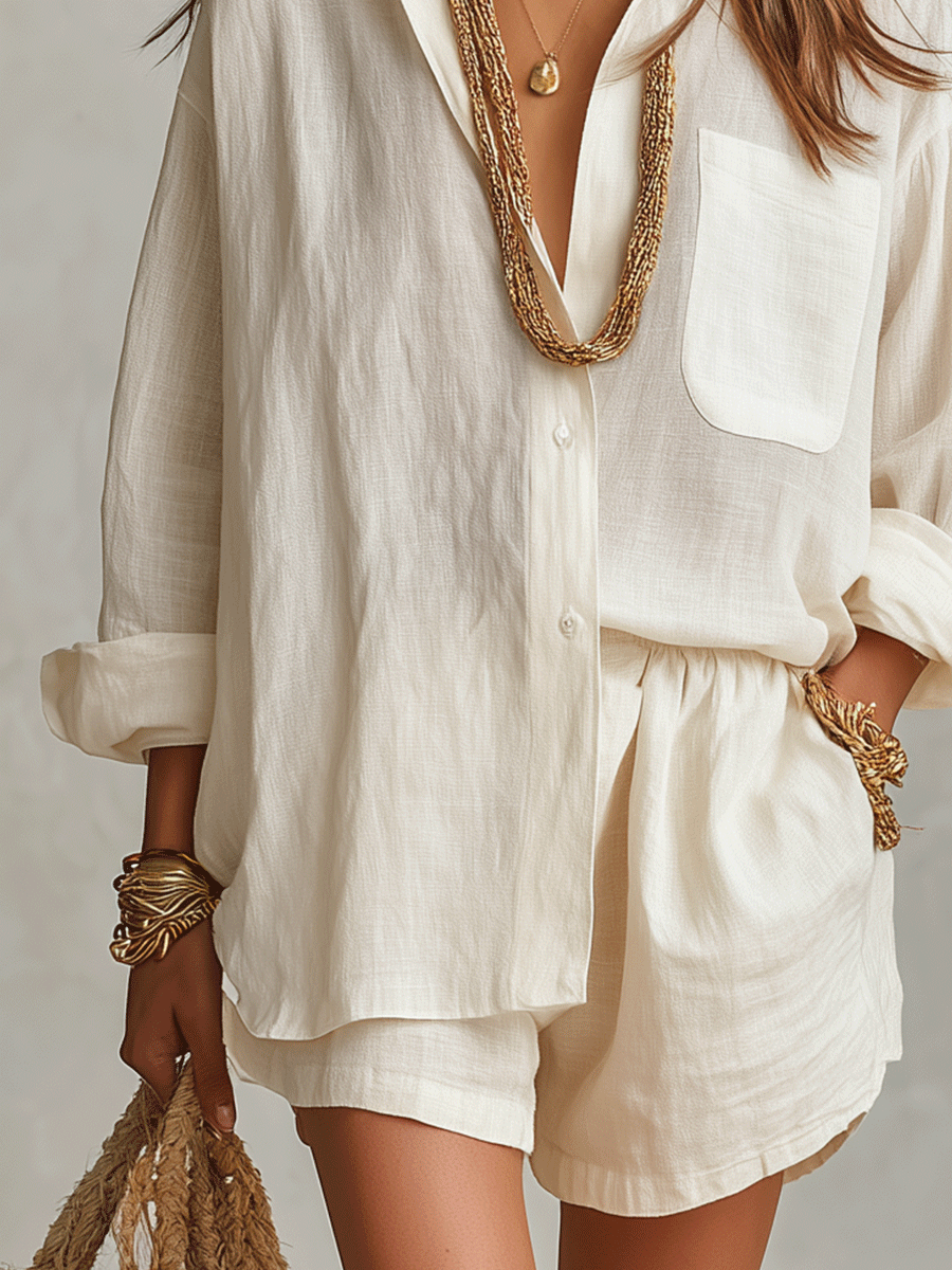 JUNIPER | Bohemian Oversized Shirt with Easy Shorts Set