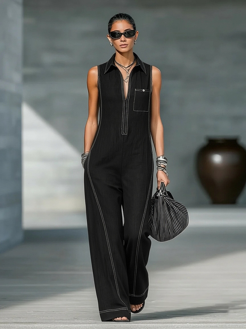 NELA | Relaxed Sleeveless Long Wide Jumpsuit
