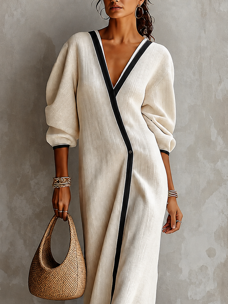 ZELIE | Ivory Wrap Long Maxi Dress