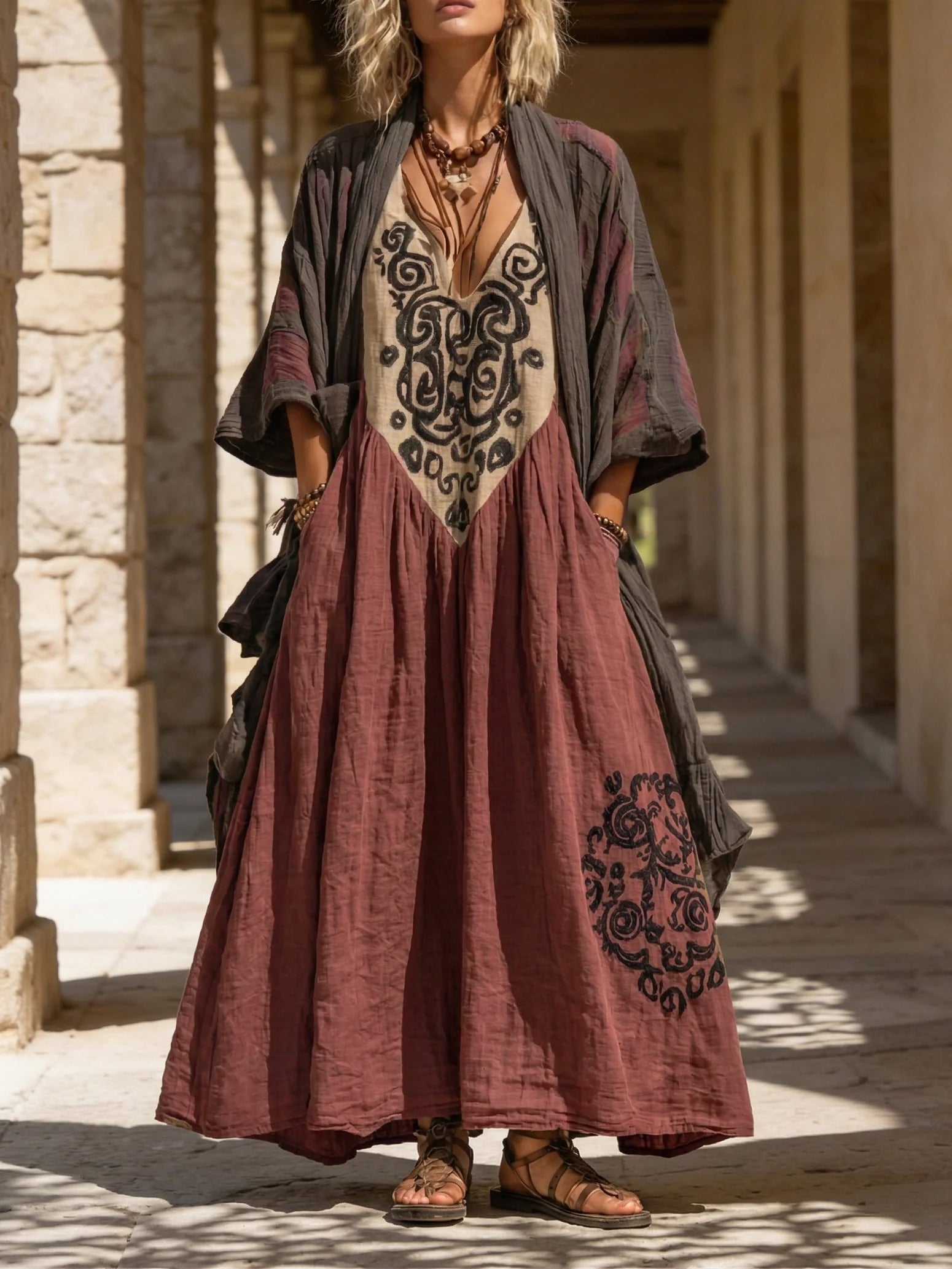 Women's Retro Effortless Maxi Two-Piece Set