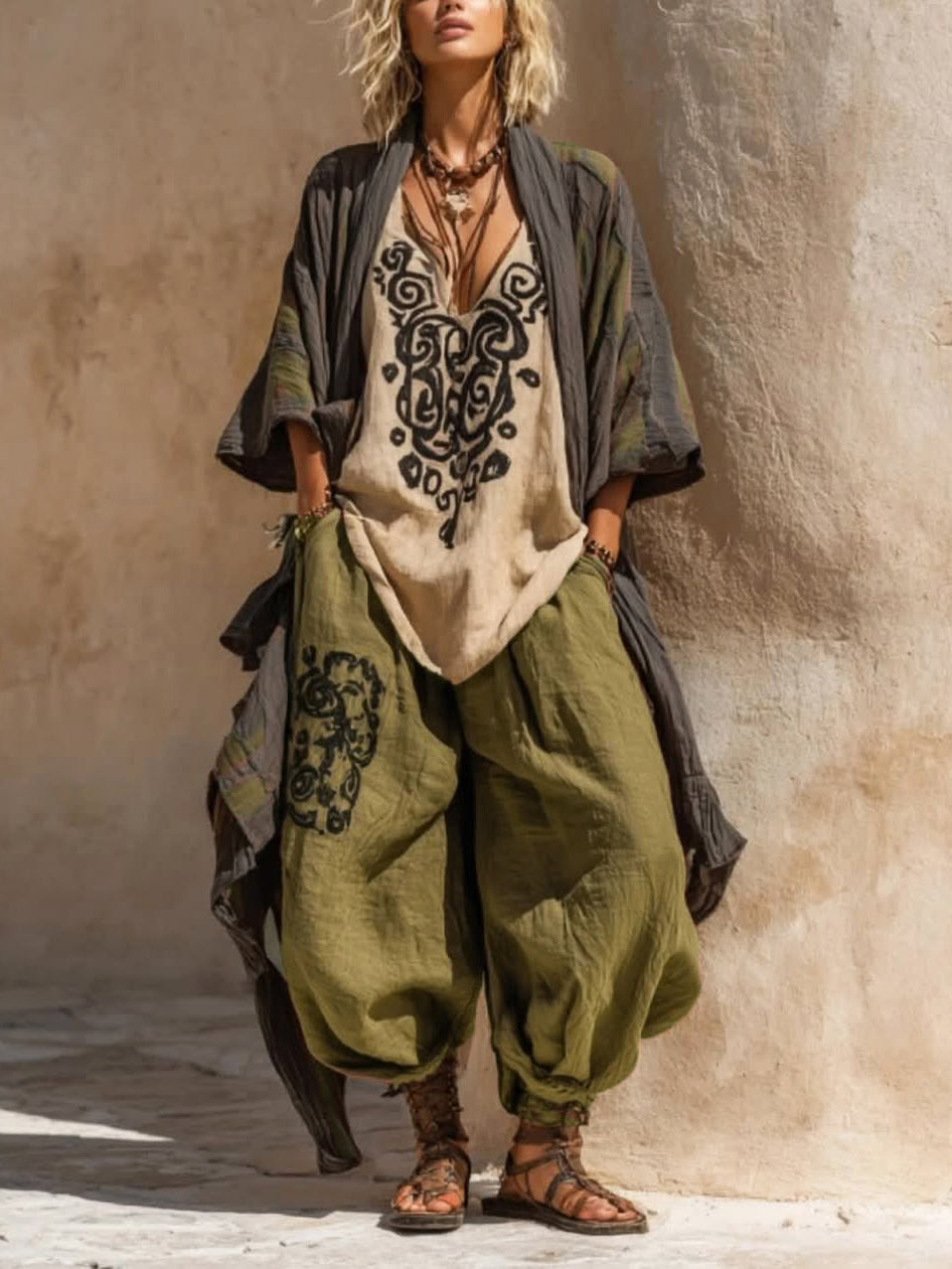 Boho Casual Loose Three-piece Set