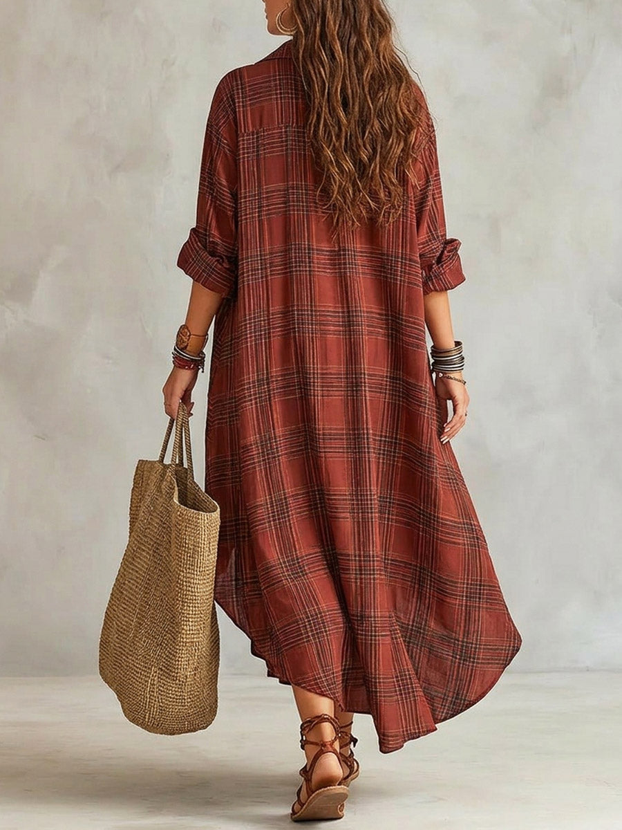 Women's Plaid Pattern Art Stylish Maxi Dress