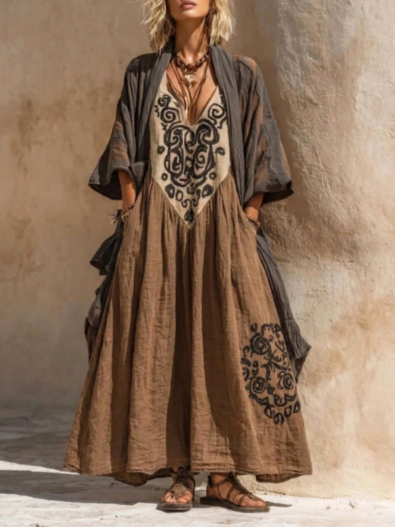Women's Retro Effortless Maxi Two-Piece Set
