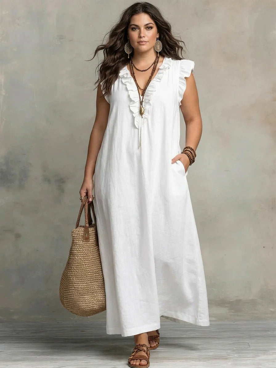 Sienna | Boho Ruffle Maxi Dress - Plus size model
