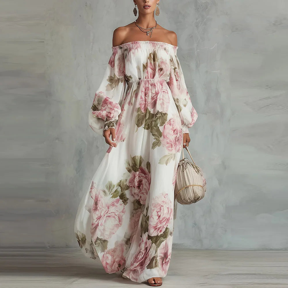 FLEUR | Off-Shoulder Floral Maxi Dress