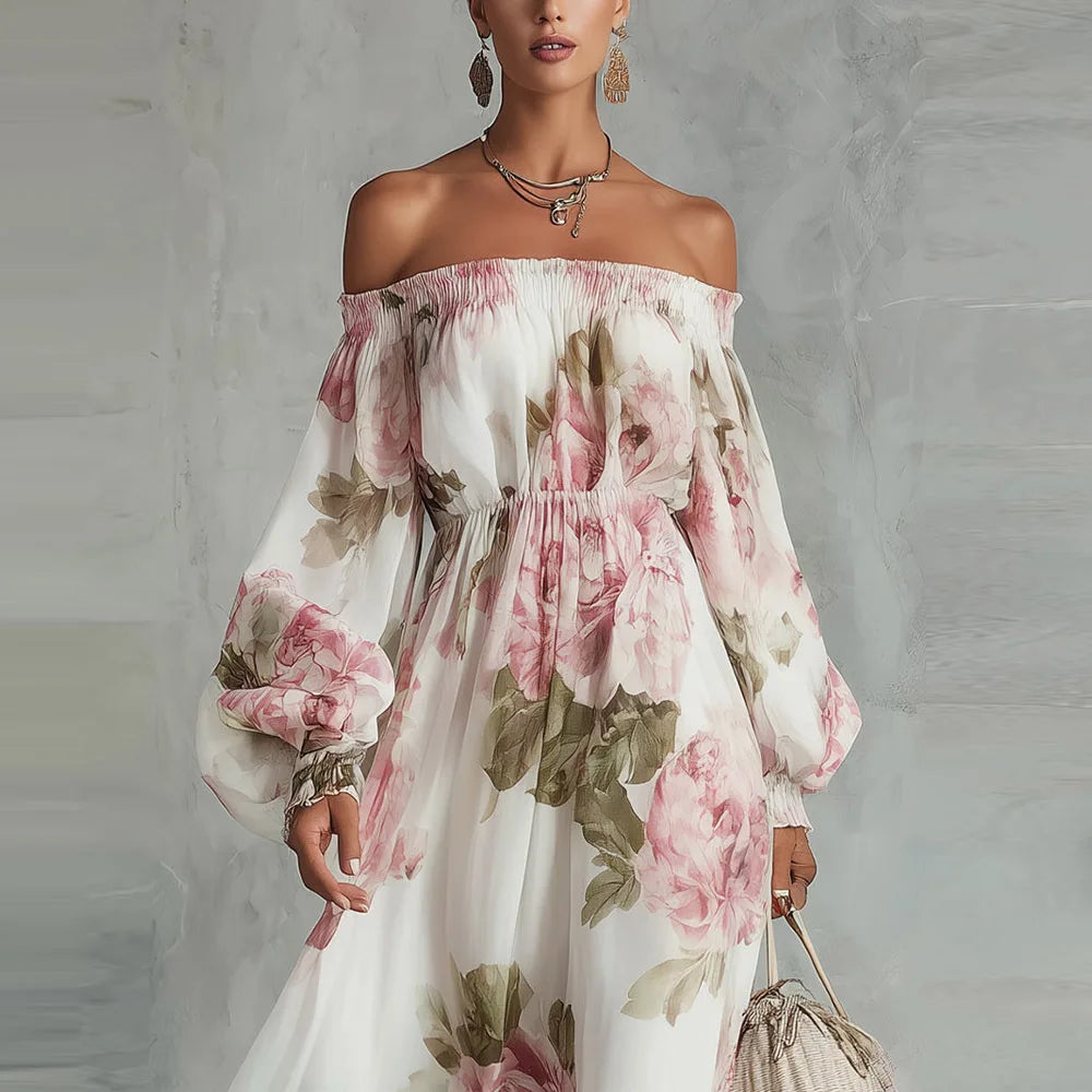 FLEUR | Off-Shoulder Floral Maxi Dress