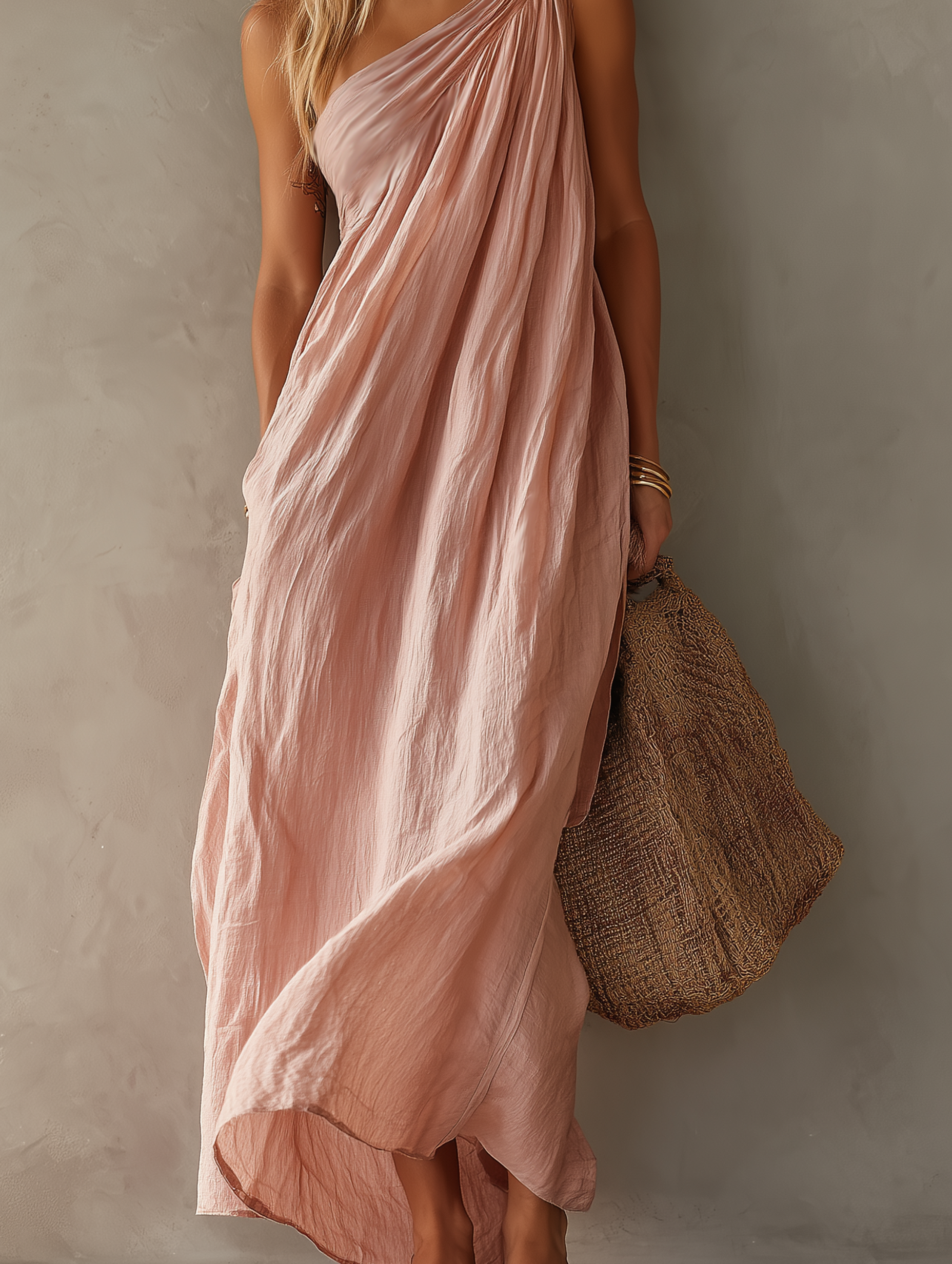 NAIA | One-Shoulder Draped Maxi Dress